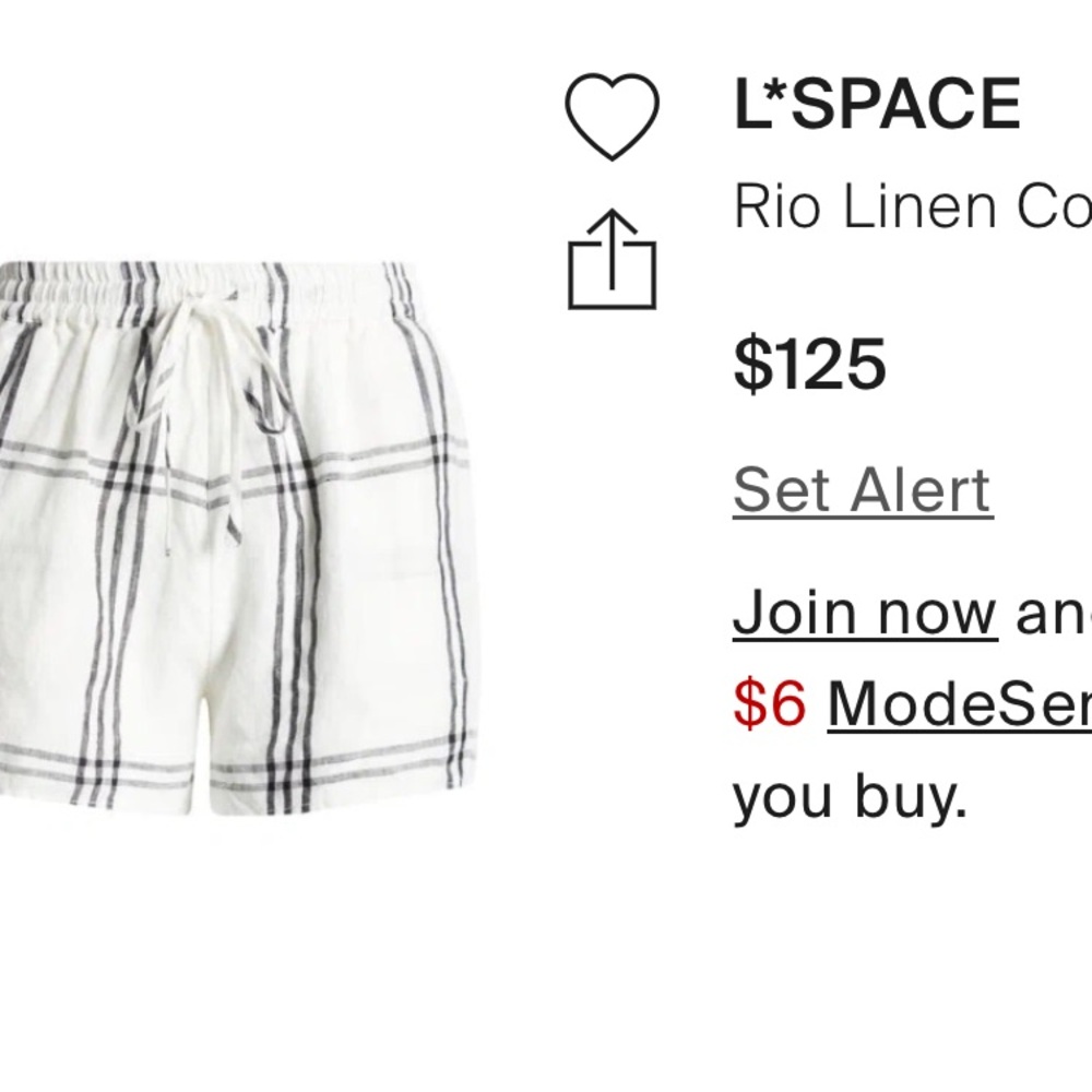 L*SPACE | Rio Linen Cover-Up Drawstring Shorts Flannel - Picture 2 of 8